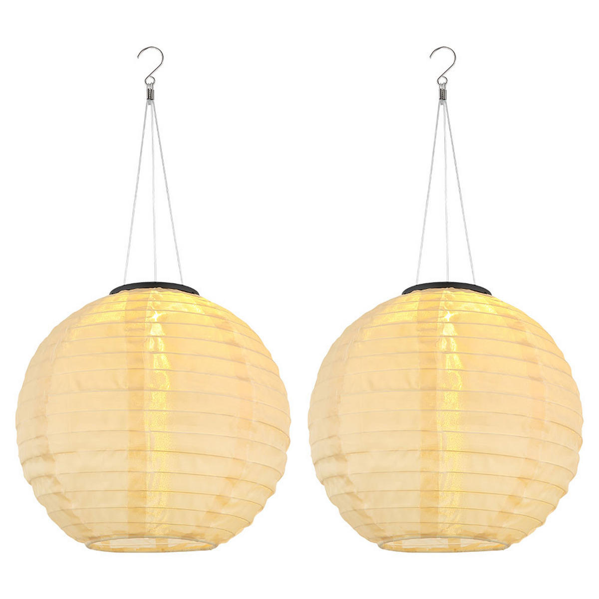 LED AUSSENHÄNGELEUCHTE Lampion Beige 2er Set - Beige, Metall (30/30/55cm) - Globo Lighting