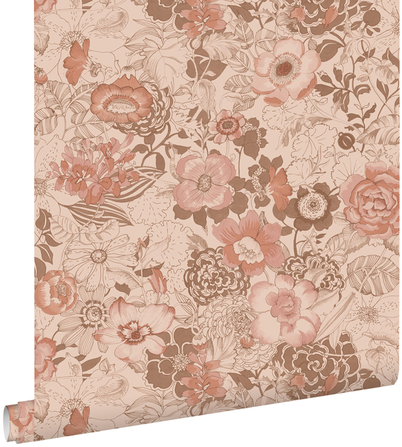 TAPETE Blumenmuster 53 cm x 10.05 m - Terracotta, Papier (53/1000cm) - ESTAhome