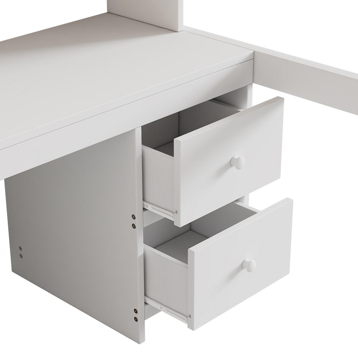 HOCHBETT 90/200 cm aus Kiefer und MDF mit Schreibtisch und Stauraum Weiß - Weiß, Holz (90/200cm) - Modenvie
