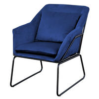 LOUNGESESSEL JOSIE Samtbezug Blau - Blau/Schwarz, Textil/Metall (68/82/64cm) - SVITA