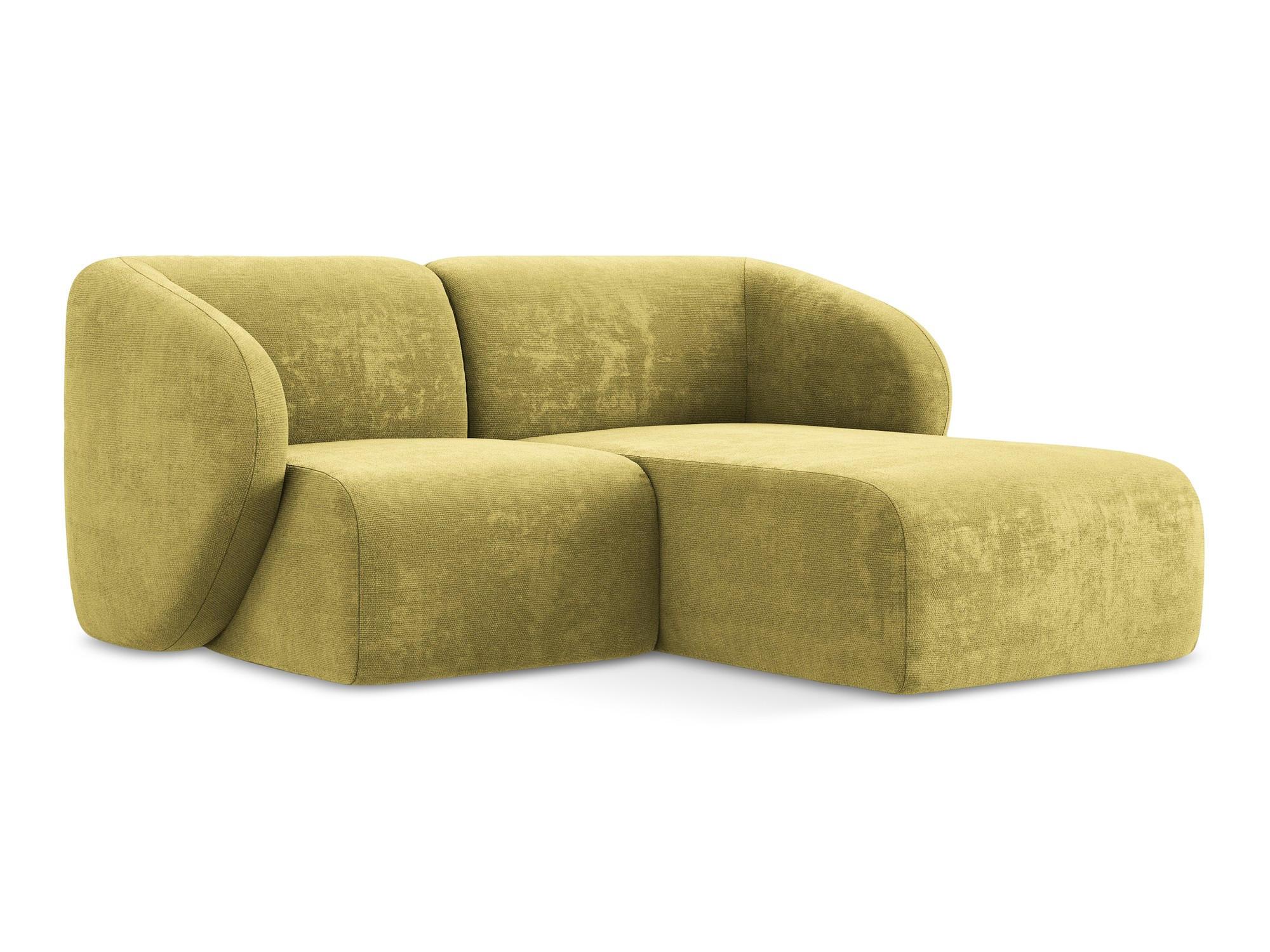 ECKSOFA Rechts Chenille Stoff Grün - Limette/Schwarz, Holzwerkstoff/Kunststoff (178/166cm) - Makamii