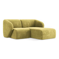 ECKSOFA Rechts Chenille Stoff Grün - Limette/Schwarz, Holzwerkstoff/Kunststoff (178/166cm) - Makamii