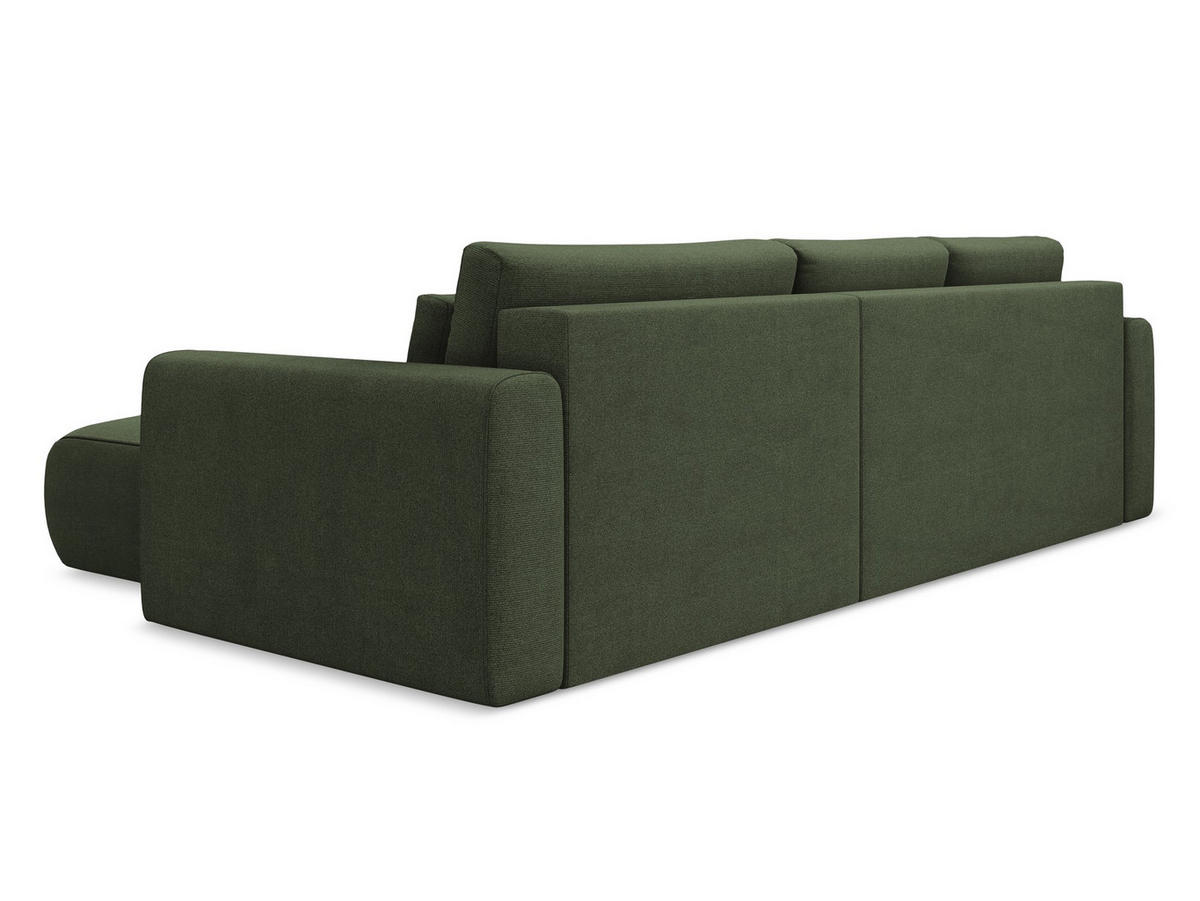 ECKSOFA mit Schlaffunktion Strukturstoff Stoff Grün - Schwarz/Olivgrün, Kunststoff/Textil (278/149cm) - Makamii