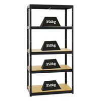 SCHWERLASTREGAL Slim Elephant S 180x90x45 cm 5 Ebenen Fachlast 350 kg Schwarz - Schwarz, Metall (90/180/45cm) - PROREGAL