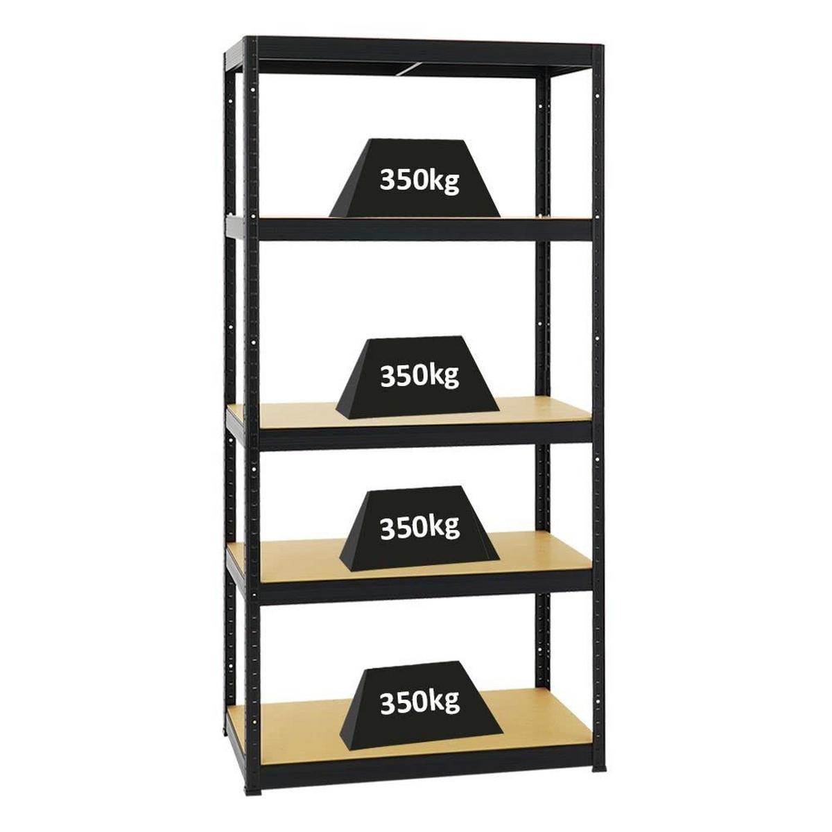 SCHWERLASTREGAL Slim Elephant S 180x90x45 cm 5 Ebenen Fachlast 350 kg Schwarz - Schwarz, Metall (90/180/45cm) - PROREGAL