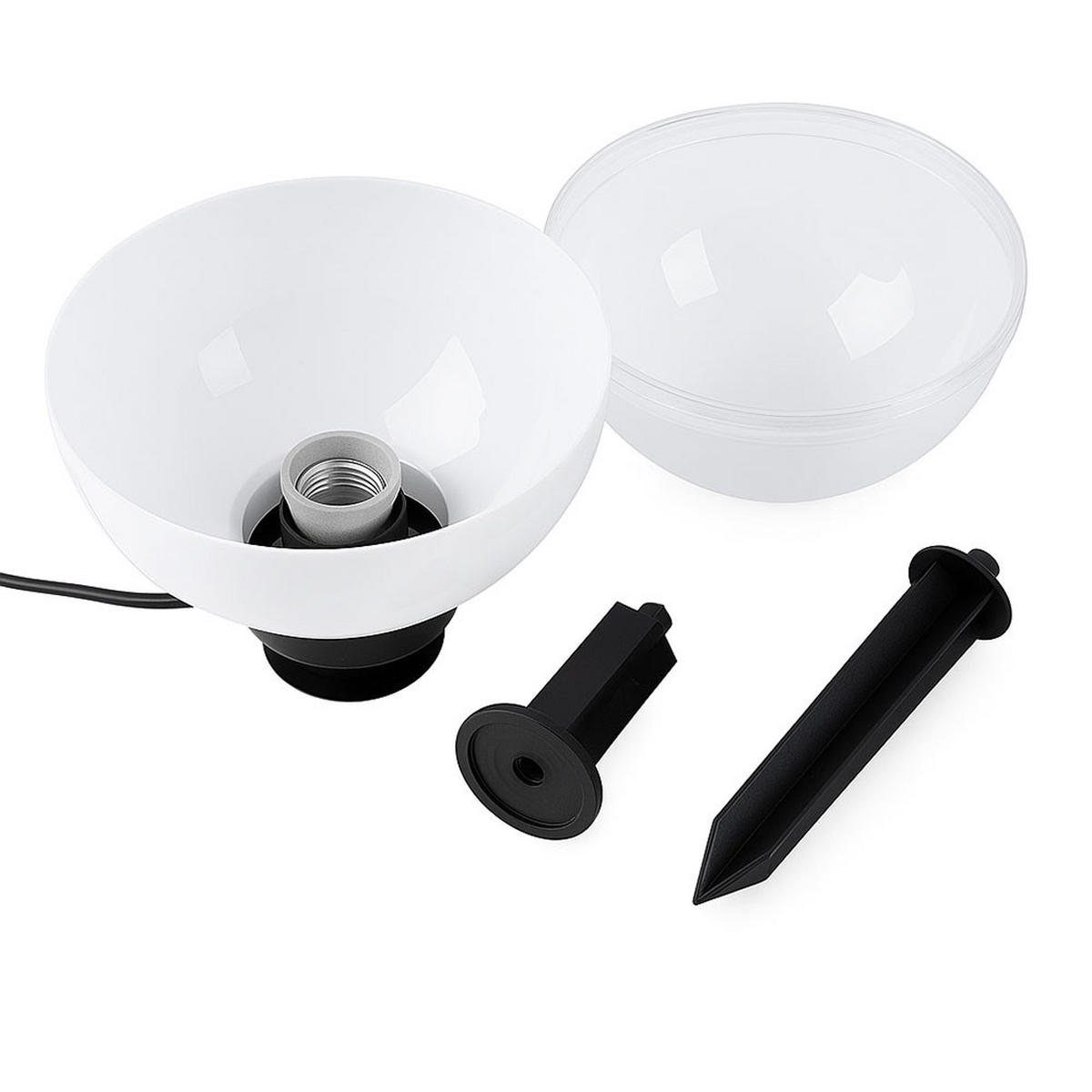 AUSSENLEUCHTE Kugel Weiß mit Erdspieß 4er Set - Weiß, Kunststoff (20/20/51cm)