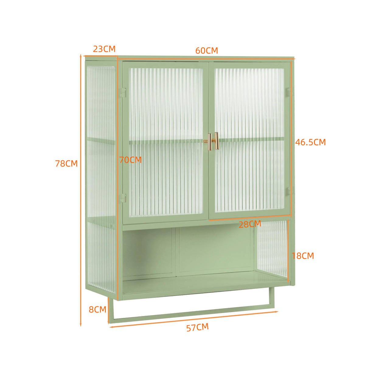 KÜCHENOBERSCHRANK 60/23/78 cm mit Glasfront in Grün und 2 Türen - Grün, Glas (60/78/23cm) - BEAOK