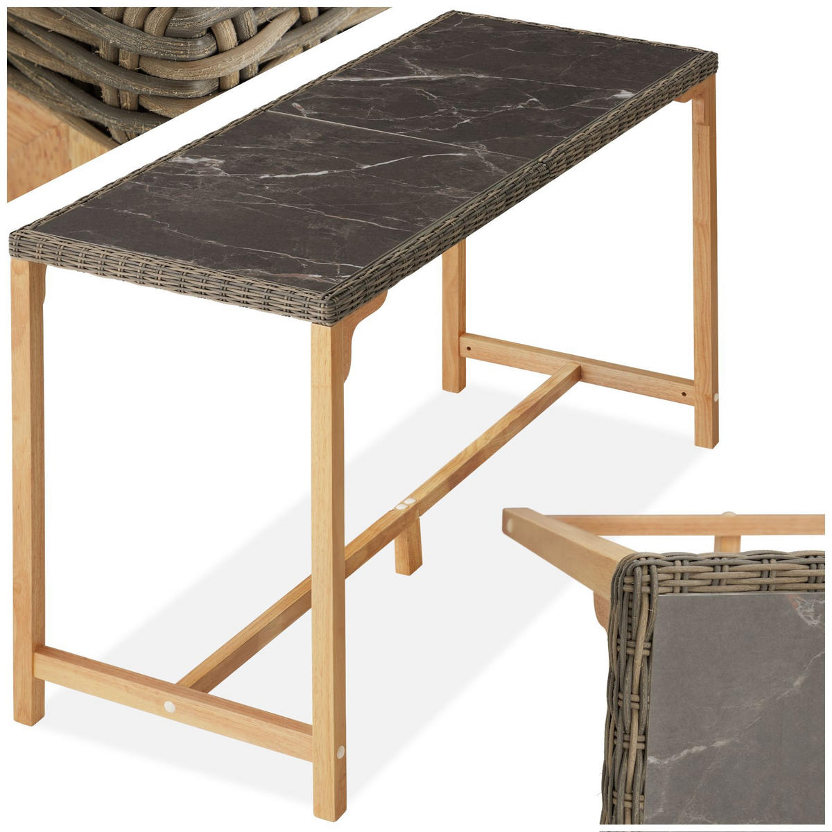 GARTENTISCH Lovas,161 x 64,5 x 99,5 cm,natur - Naturfarben, Kunststoff (161/64.5/99.5cm) - tectake