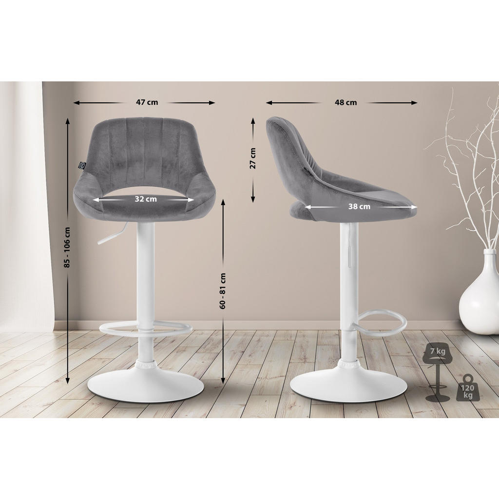 Thumbnail - CLP Barhocker, Dunkelgrau, Textil, 47x85x48 cm, Esszimmer, Barmöbel, Barhocker