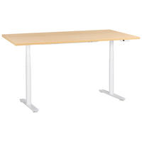 SCHREIBTISCH elektrisch höhenverstellbar 180/72 cm Hellbraun/Weiß Destinas - Hellbraun/Braun, Holzwerkstoff/Metall (72/180/67cm) - Beliani