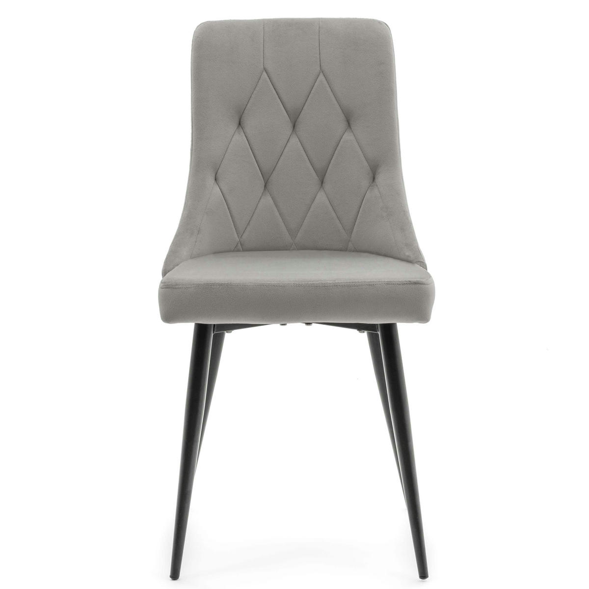 STUHL CAREN gepolstert mit Steppung - hell grau - Samt Velours - Hellgrau/Schwarz, Metall (50/94/65cm) - NEW HOME