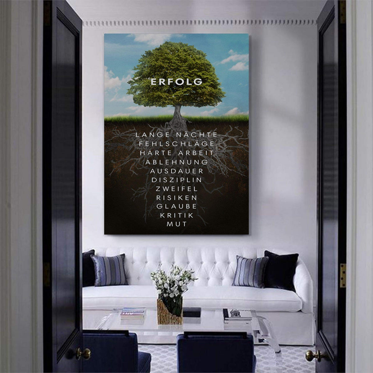 WANDBILD XXL "Baum des Erfolges" - 80 x 120cm - Weiß, Textil (80/120cm) - Hustling Sharks