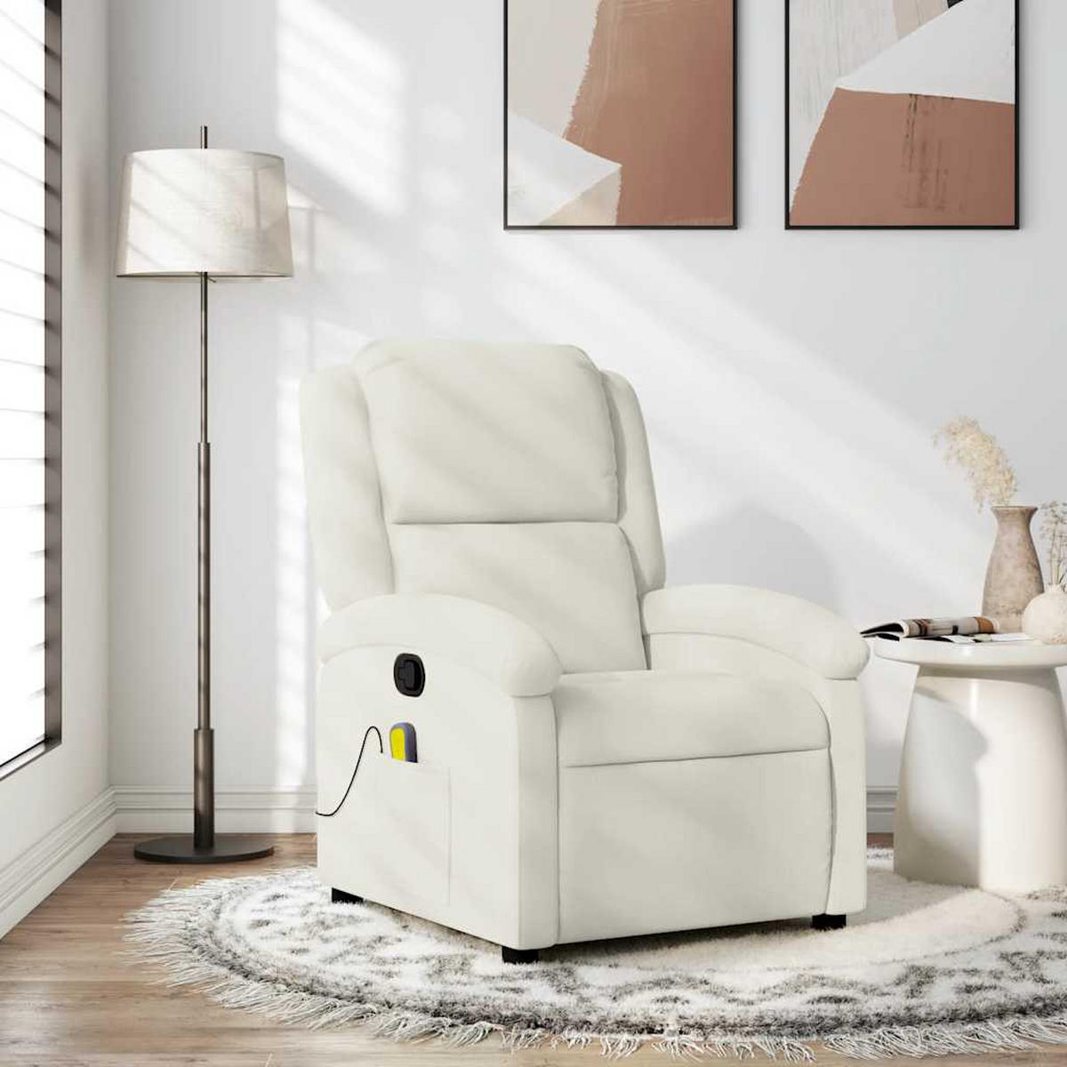 MASSAGESESSEL Creme Samt - Creme, Textil (144.5/82/71cm) - vidaXL