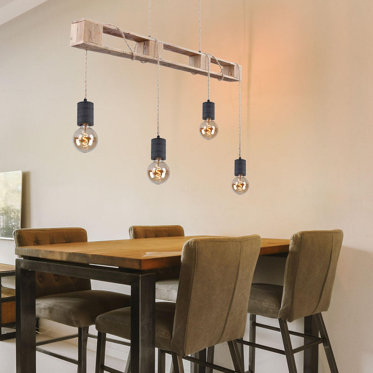 HÄNGELEUCHTE Joelle Holz Braun - Braun, Holz (121/10/120cm) - Globo Lighting