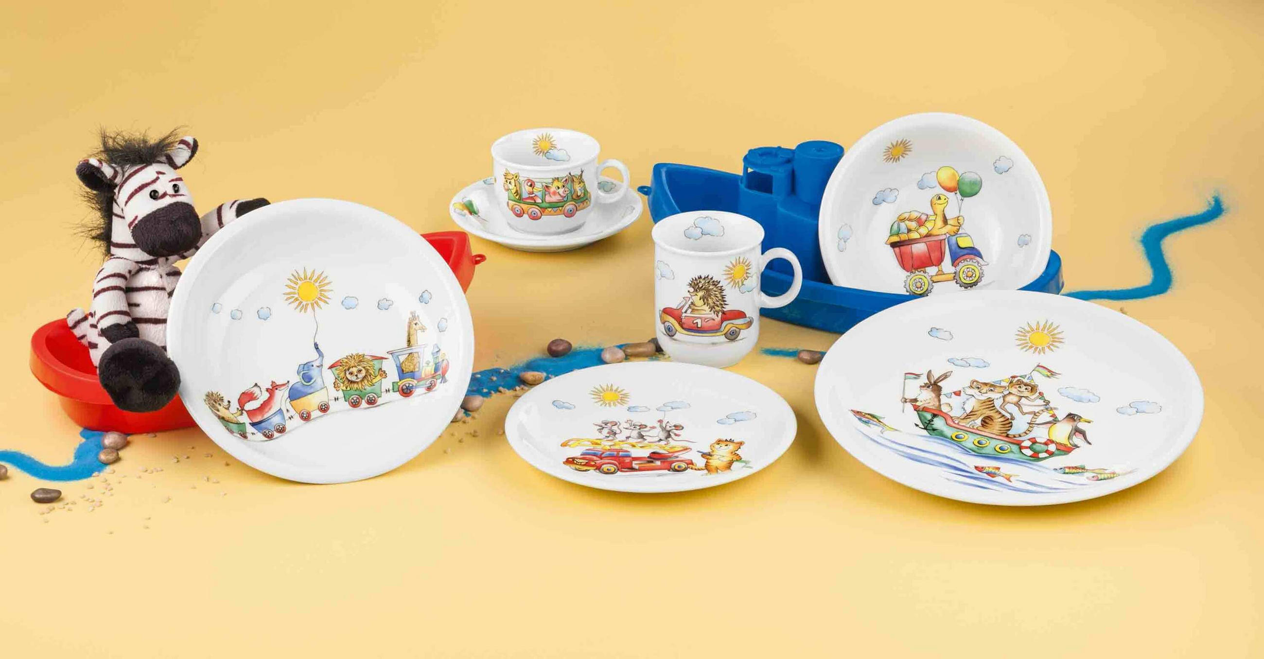 KINDERGESCHIRR SET Compact Flinke Flitzer bunt 5er Set - Multicolor, Keramik (1/1/1cm) - Seltmann Weiden