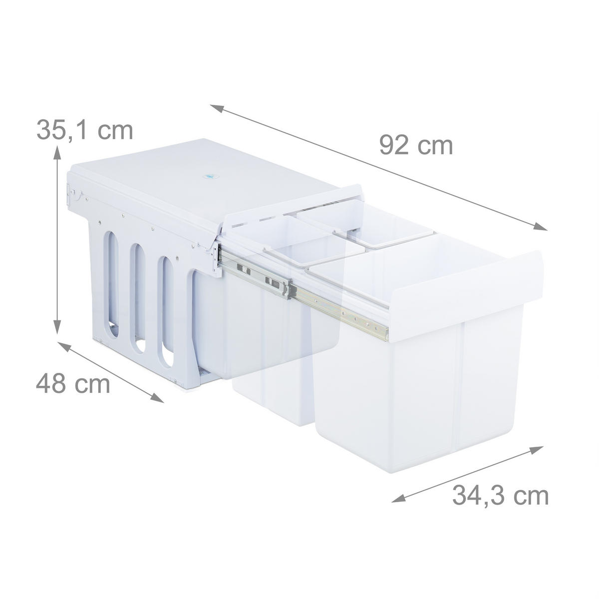 EINBAUMÜLLEIMER - Weiß, Kunststoff/Metall (34.3/35.1/48cm) - Relaxdays