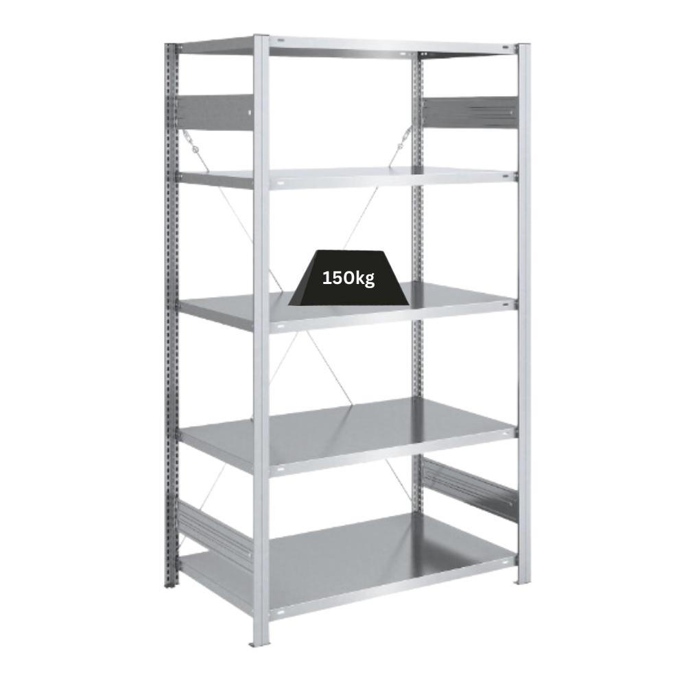 SCHWERLASTREGAL Silver Mamba 200x100x60cm 5 Ebenen je 150kg Fachlast Verzinkt - Silberfarben, Metall (100/200/60cm) - PROREGAL