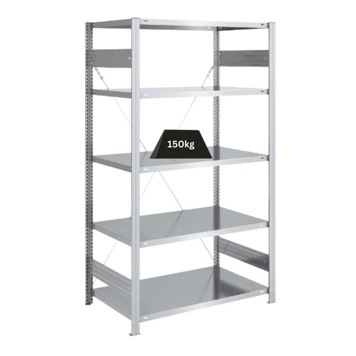 SCHWERLASTREGAL Silver Mamba 200x100x60cm 5 Ebenen je 150kg Fachlast Verzinkt - Silberfarben, Metall (100/200/60cm) - PROREGAL