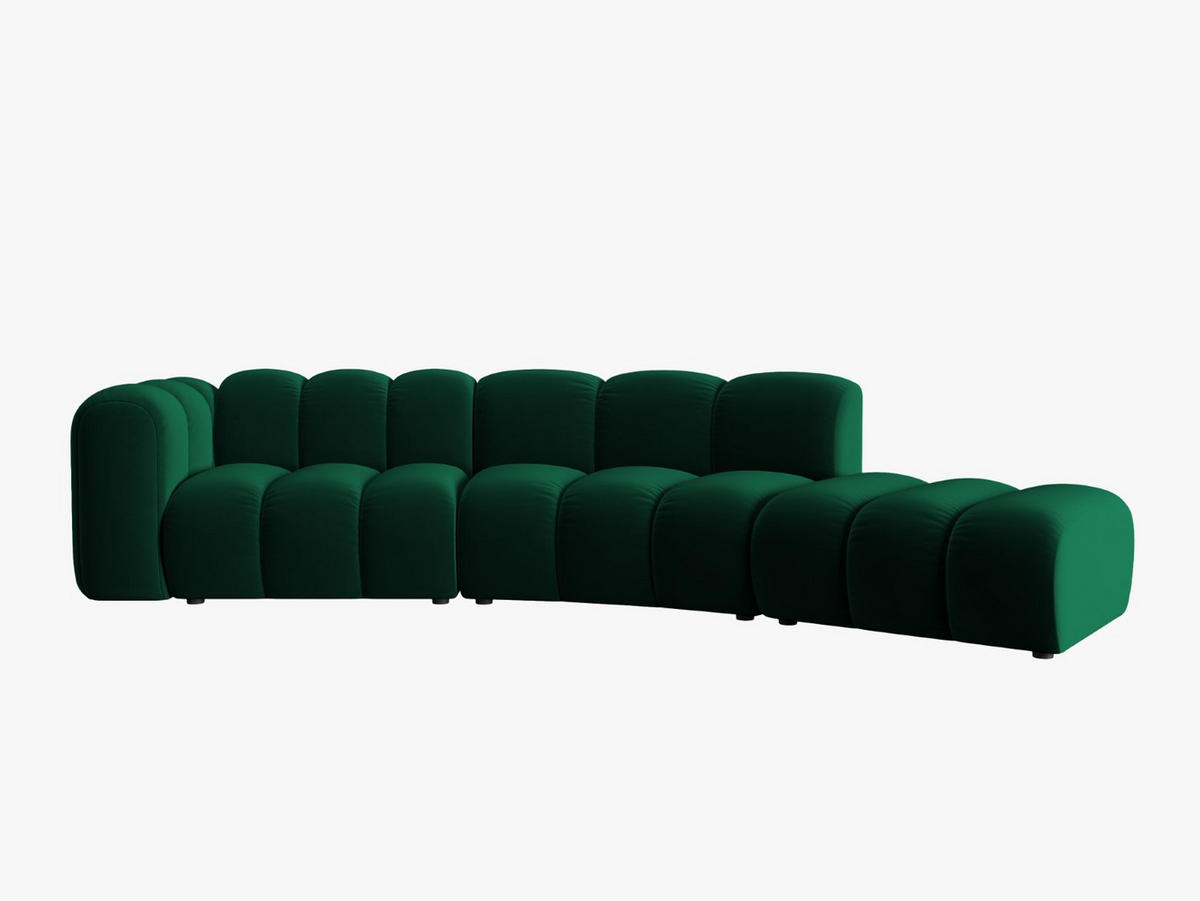 SOFA modular rechts Lupine aus Samt flaschengrün 5 Sitzplätze - Dunkelgrün, Textil (166/70/335cm) - Micadoni
