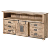 SIDEBOARD Mango 180x45x90 beige lackiert RAILWAY #367 - Beige, Holz (180/90/45cm) - Massivmoebel24