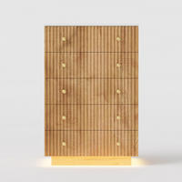 KOMMODE Riffel-Design mit 5 Schubladen & Sockel-LED 73/40/111 cm Eiche-Dekor - Eichefarben, Holzwerkstoff (73/111/40cm) - Creahappy