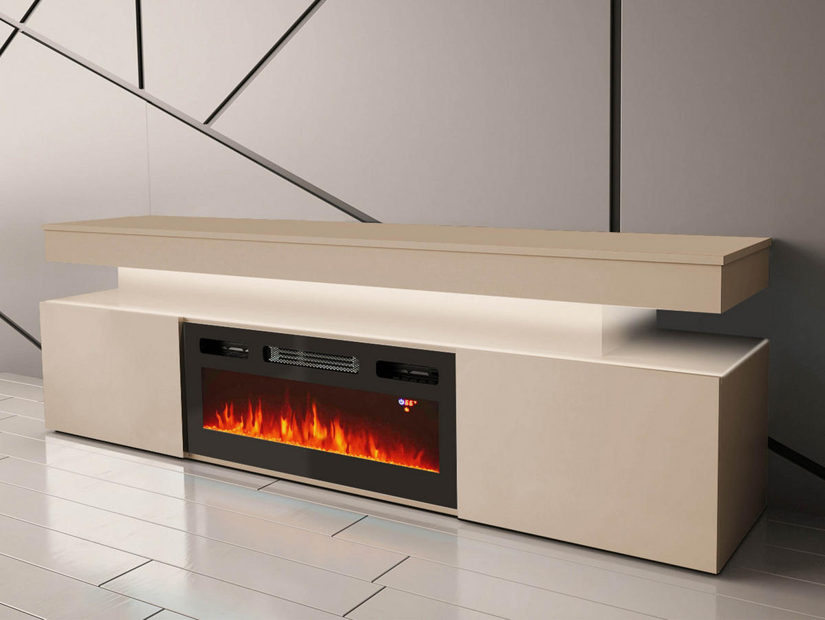 TV-LOWBOARD EF 2D Glossa Bis mit Kamin - Sandfarben, Holzwerkstoff/Kunststoff (190/59/41cm) - MIRJAN24