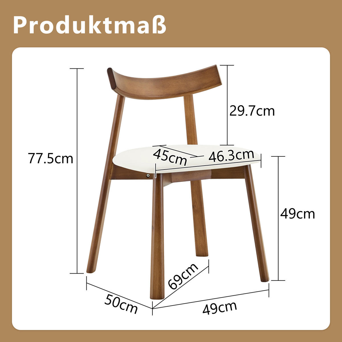 STUHL-SET DE-36709 2 Stück mit Holzgestell und gepolsterter Sitzfläche Weiß - Weiß, Holzwerkstoff (49/77.5/50cm) - ComfortXL