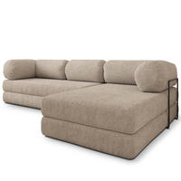ROHOVÁ SEDAČKA KELI modulární Boneless pohovka s funkcí spaní, béžová QUELLE 05 - béžová, textil (270/160cm) - MASSENO