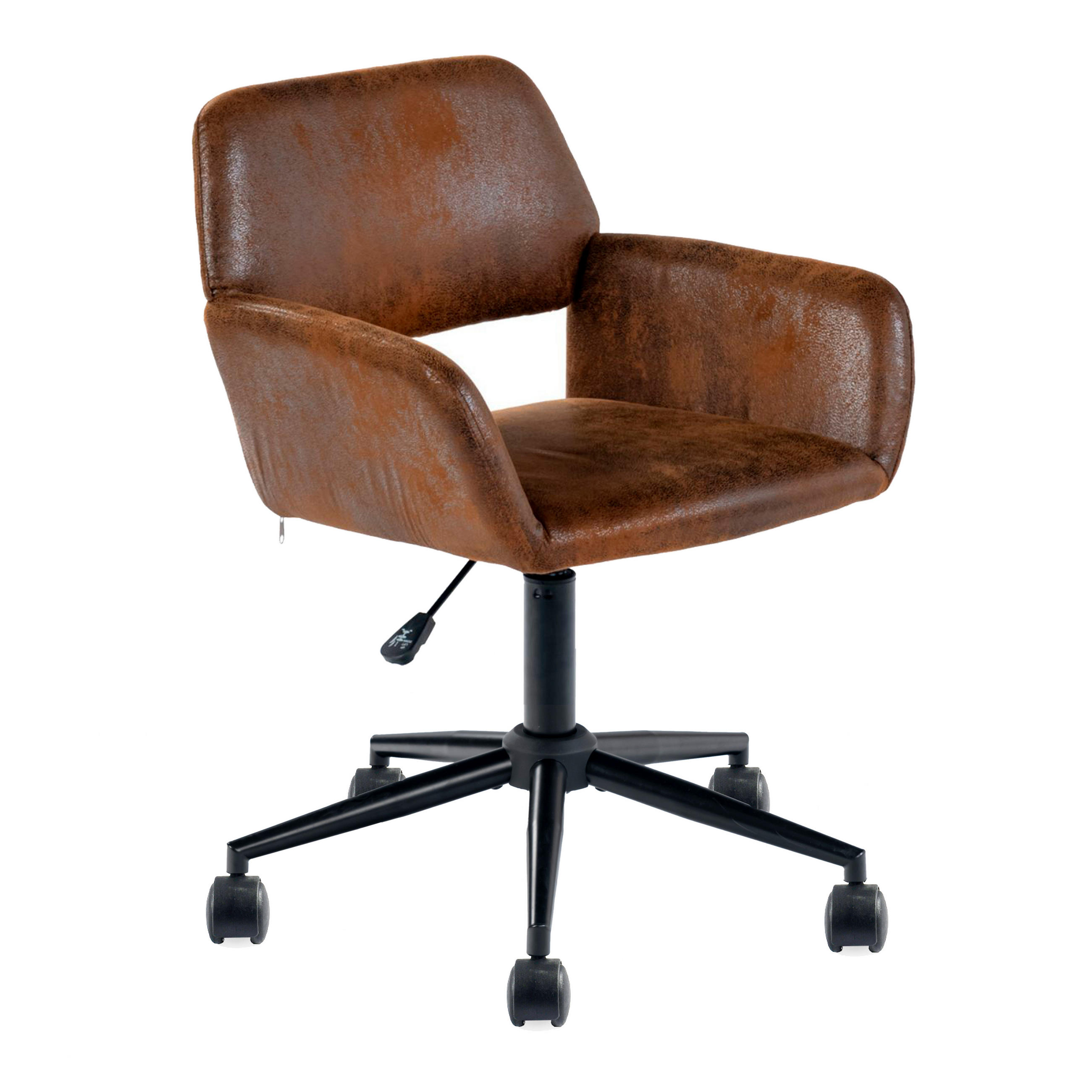 DREHSTUHL – Wildleder Optik, Höhenverstellbar und 360° drehbar - Braun, Textil/Metall (54/85/56cm) - Urban Meuble