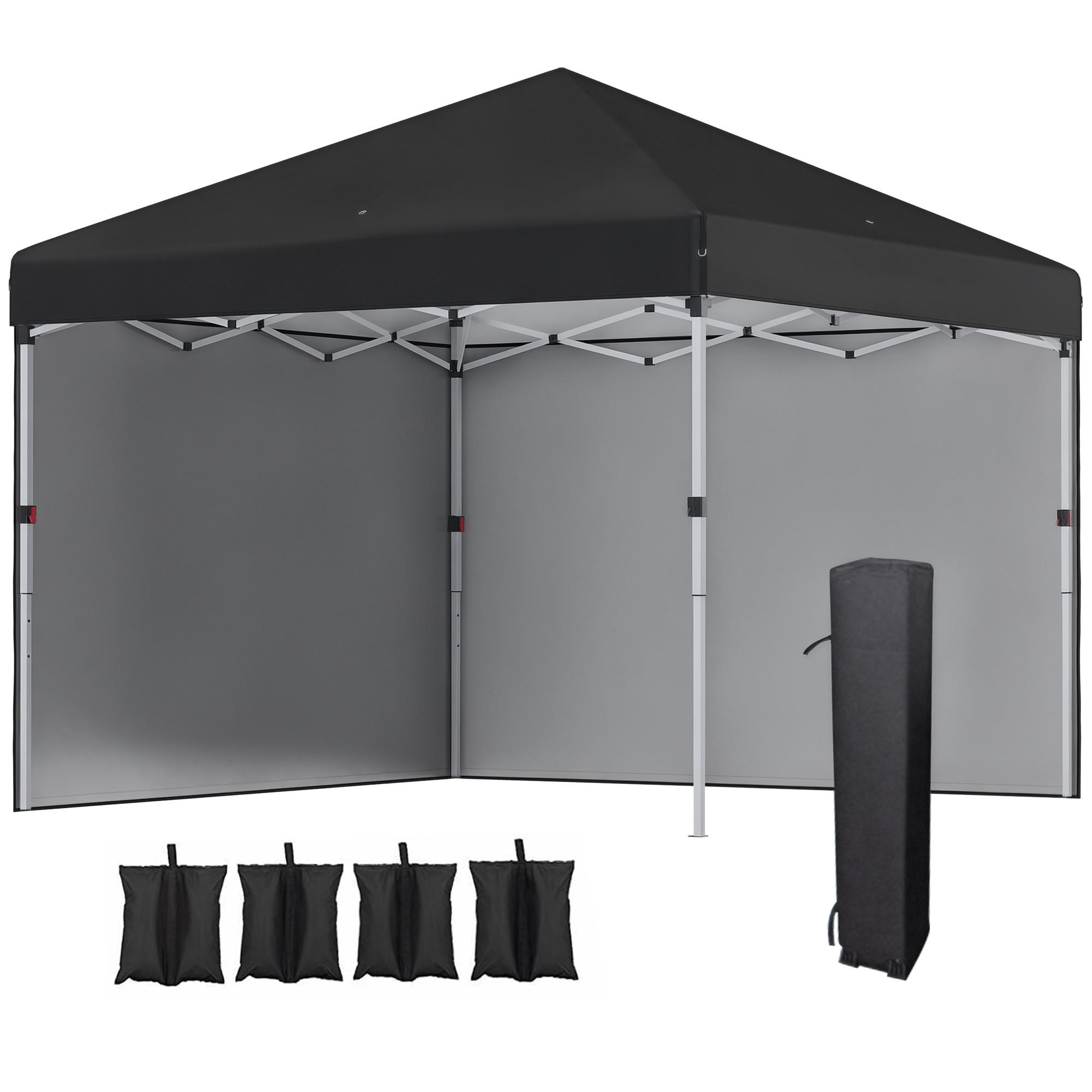 PAVILLON DE-13984 Pop-up 3/3 m, höhenverstellbar UV30+ - Schwarz, Textil (297/288/297cm) - ComfortXL