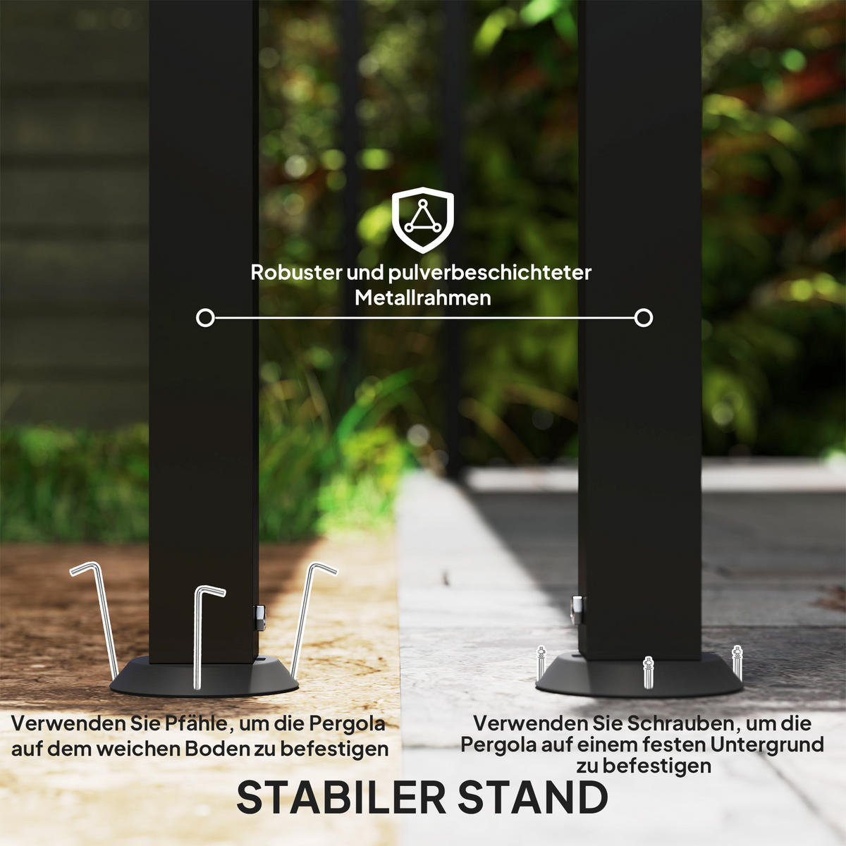 ANBAUPAVILLON Pergola mit Dach - Creme, Metall (298/250/248cm) - Outsunny