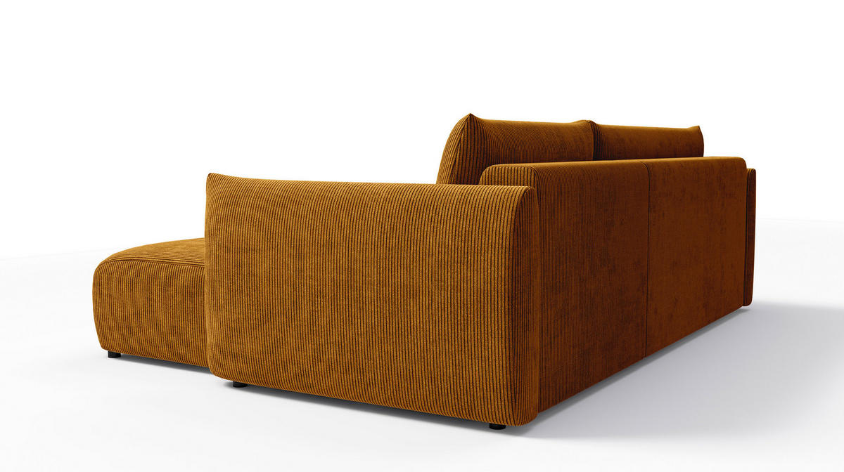 ECKSOFA TAUER 3-Sitzer links, safran - Gelb/Schwarz, Holz/Textil (248/173cm) - Courtois Laville