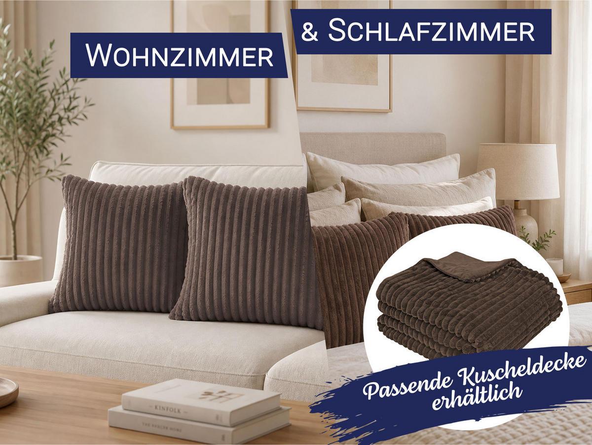 KISSENBEZUG, 2er-Set, 40x40 cm, 100% Polyester, Braun - Braun, Textil (40/40cm) - Zollner