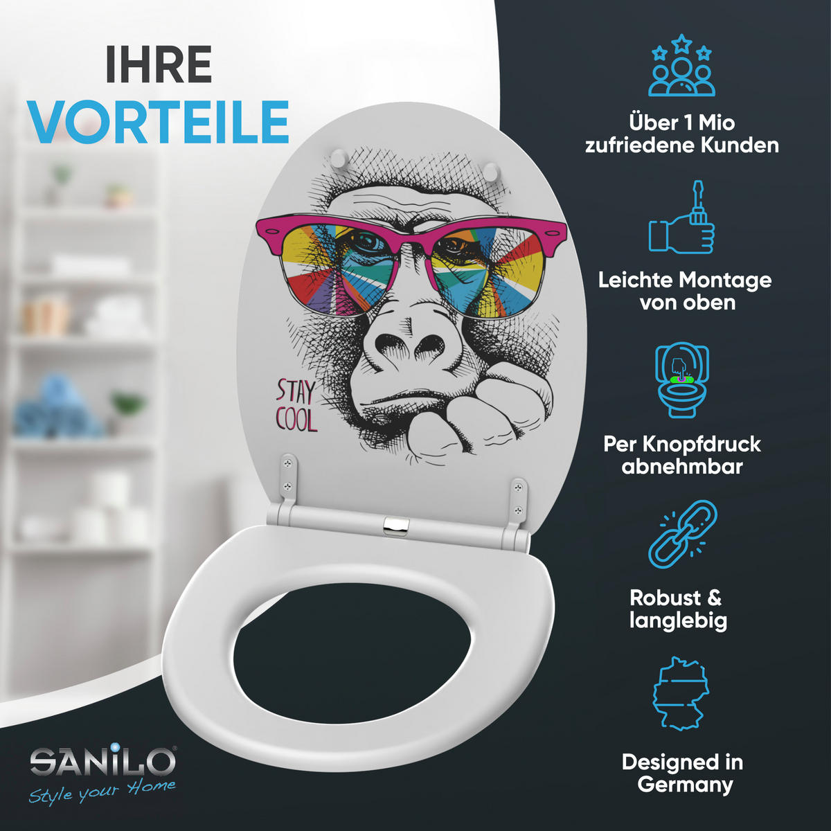 WC-SITZ mit Absenkautomatik Stay Cool - Multicolor, Holzwerkstoff (37.7/5.5/48cm) - Sanilo