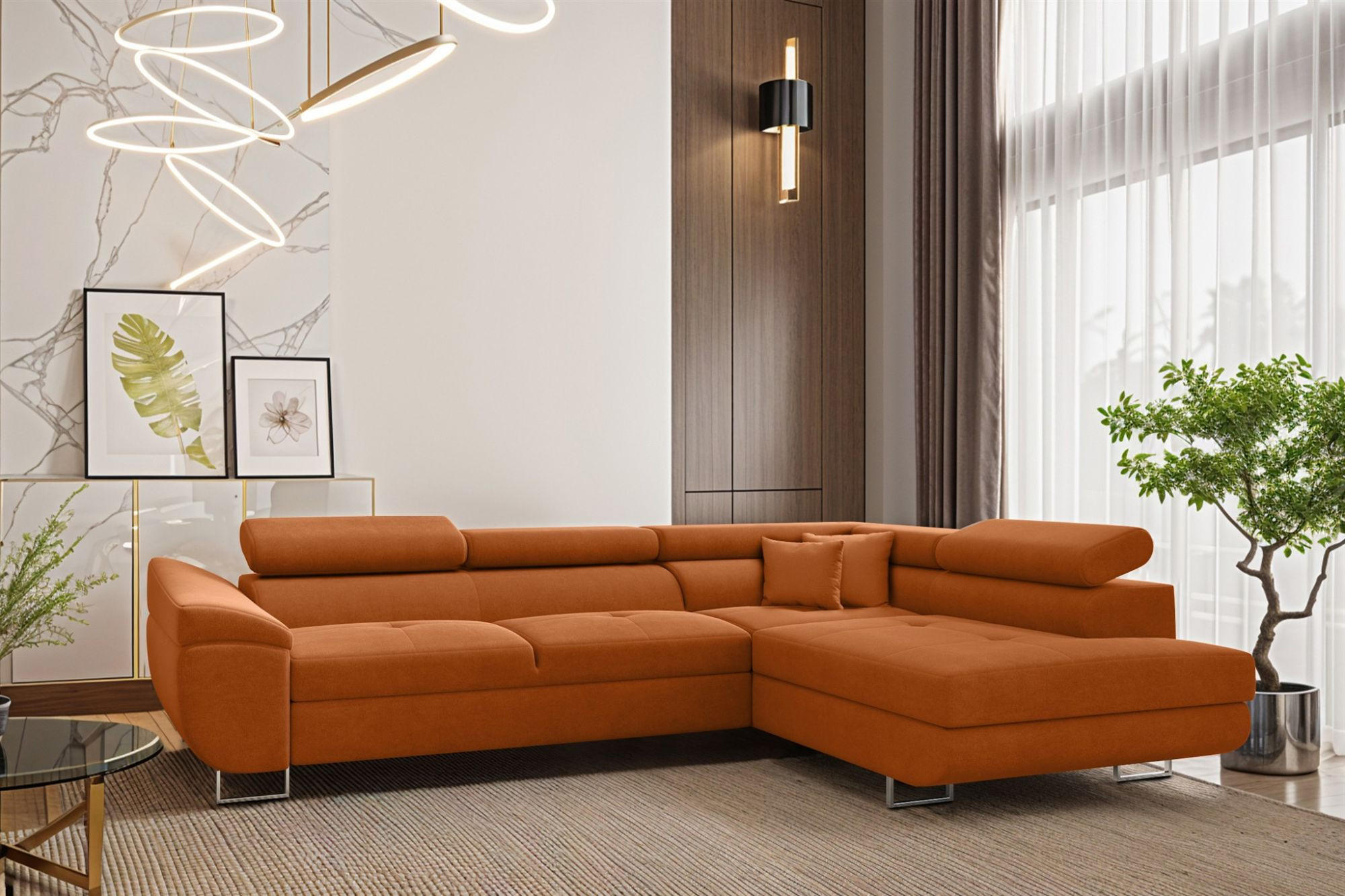ECKSOFA Carmelo In Nova - Orange, Holzwerkstoff/Textil (275/202cm) - Fun Möbel
