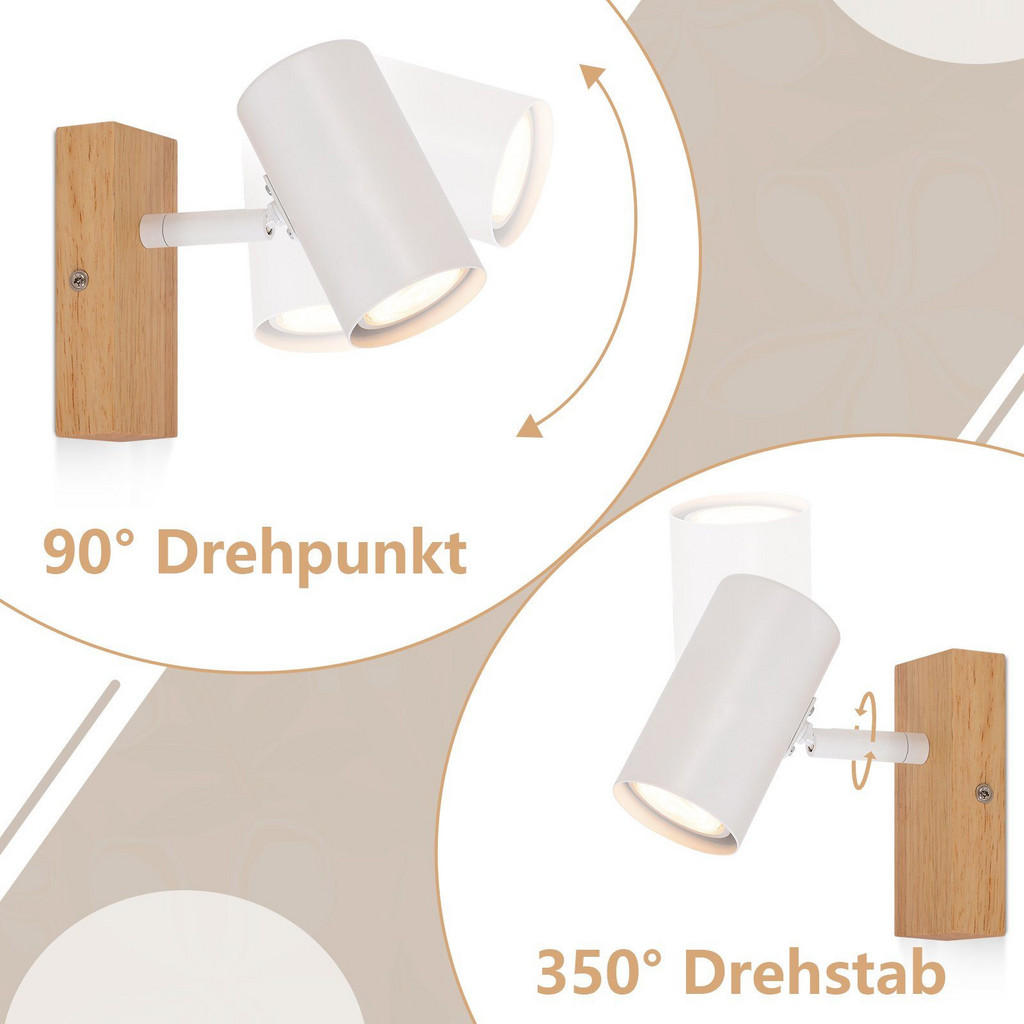 Thumbnail - Nettlife Wandleuchte, Weiß, Holzwerkstoff, 6x17x13 cm, Lampen & Leuchten, Innenbeleuchtung, Wandleuchten