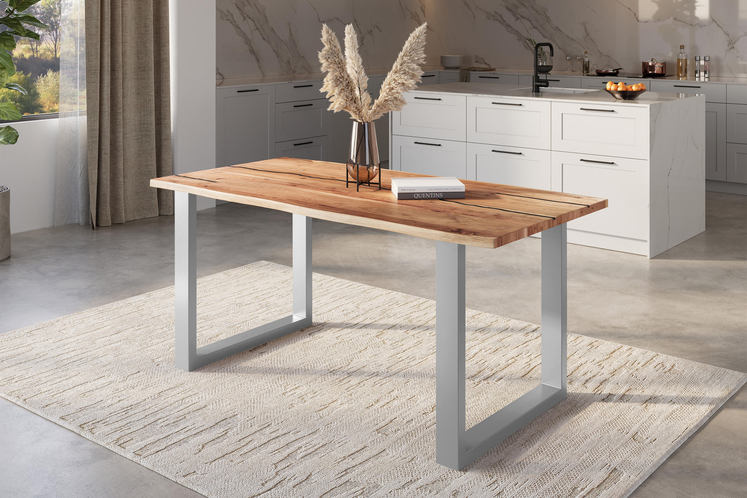 SAM ESSTISCH Beige 180cm × 90cm × 77cm