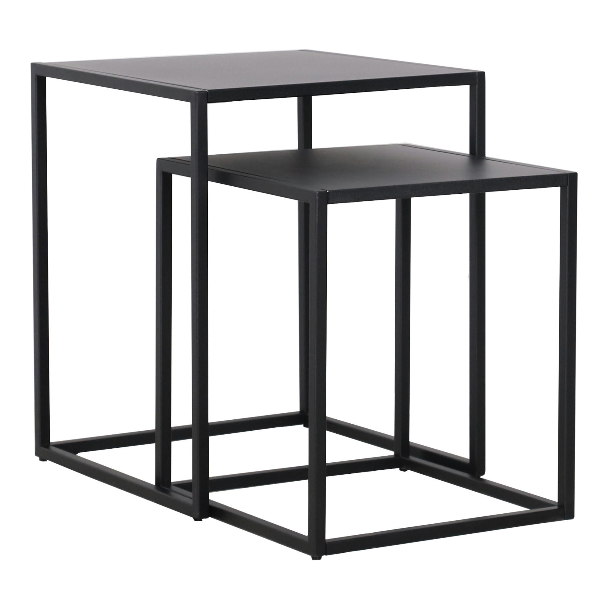 BEISTELLTISCH-SET 2 TLG. Vejen - Schwarz, Metall (40/40/49cm) - [en.casa]