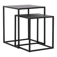 BEISTELLTISCH-SET 2 TLG. Vejen - Schwarz, Metall (40/40/49cm) - [en.casa]