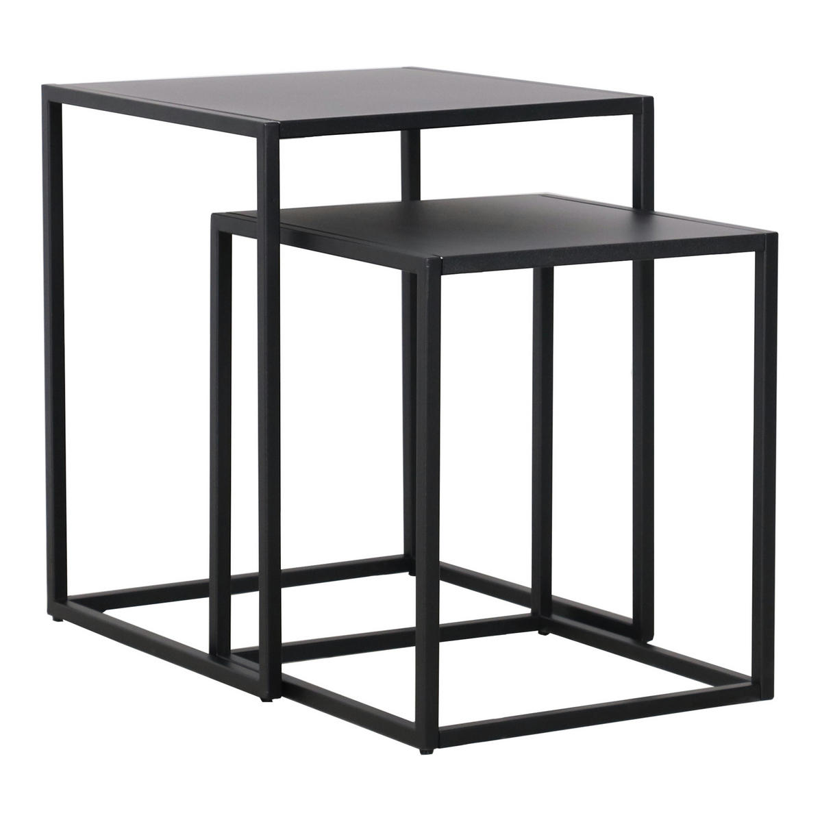 BEISTELLTISCH-SET 2 TLG. Vejen - Schwarz, Metall (40/40/49cm) - [en.casa]