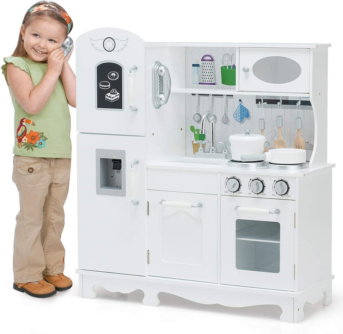 KINDERKÜCHE Weiß - Weiß, Holz (30/89/79cm) - COSTWAY