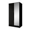 DREHTÜRENSCHRANK Laro mit Spiegel, Schwarz mit mit schwarzen Griffen, 100 cm - Schwarz, Holzwerkstoff (100/200/51cm) - Beautysofa