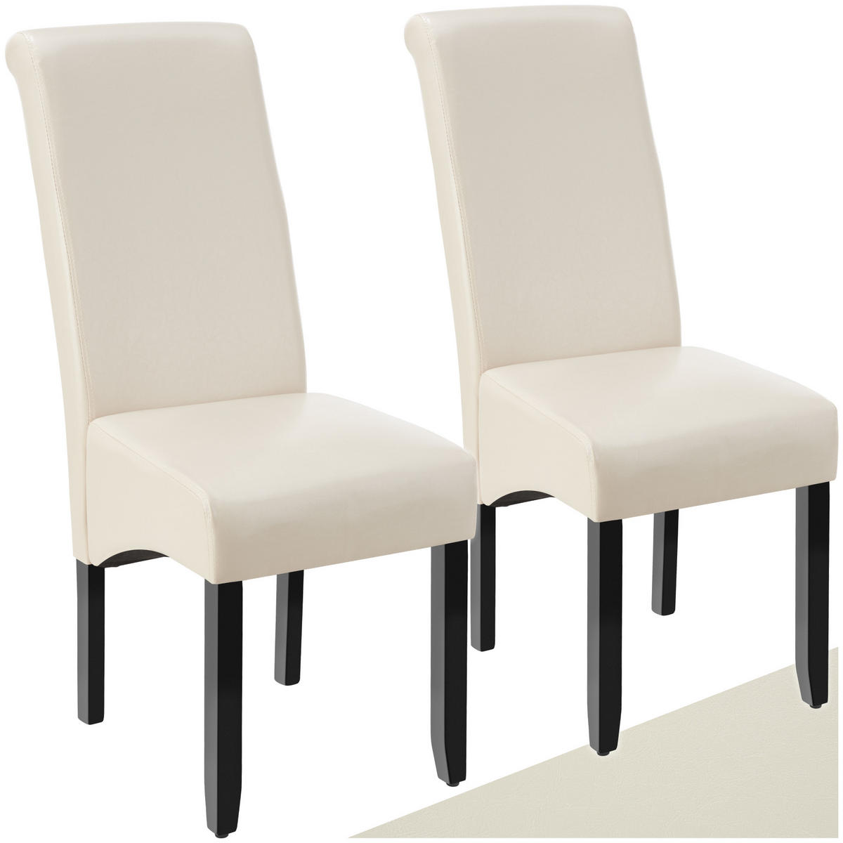 ESSZIMMERSTUHL 2er Set 44 x 63 x 106 cm creme - Creme, Textil (44/106/45cm) - tectake