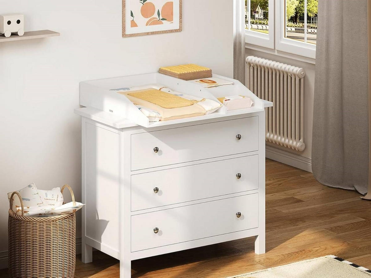 WICKELAUFSATZ mit Trennfach, 80x13,5x74,5 cm, Weiß - Weiß, Holzwerkstoff (80/13.5/74.5cm) - Woltu