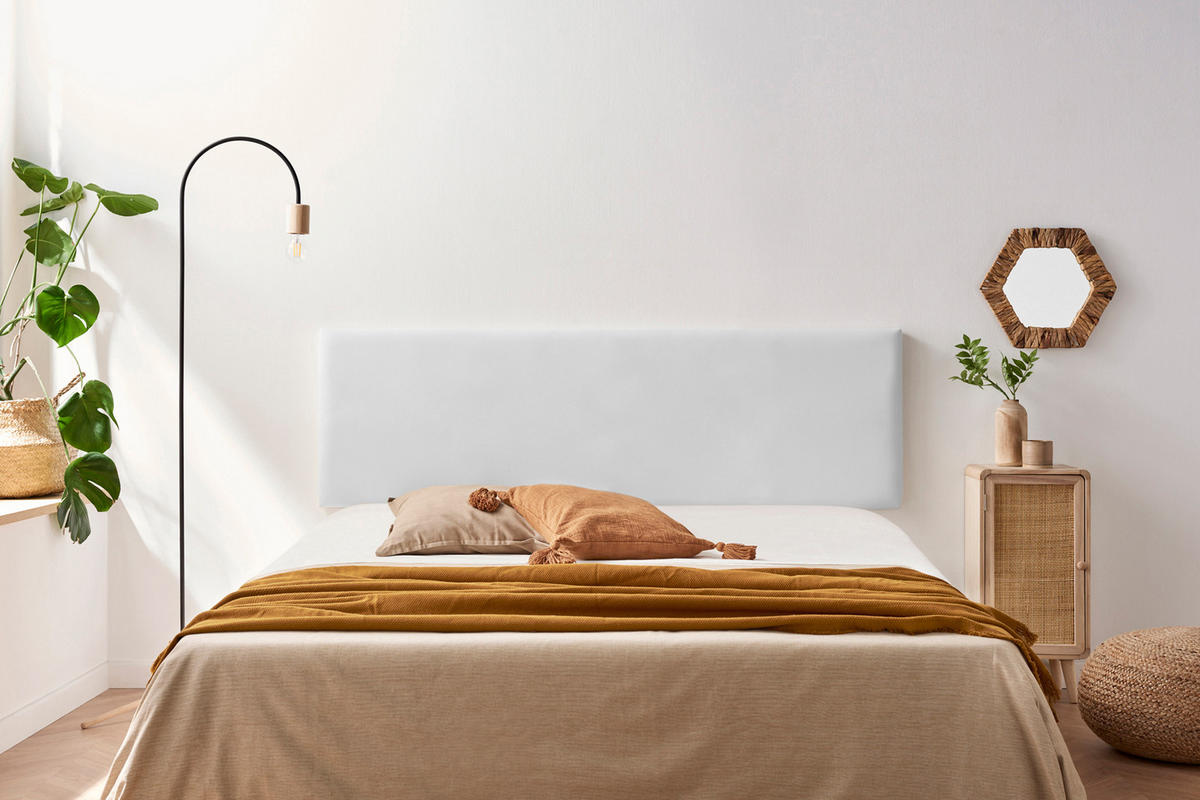 KOPFTEIL gepolstert NOVA Kunstleder 130x50x5 cm - Weiß - Moonia - Weiß, Holz (130/5/50cm)