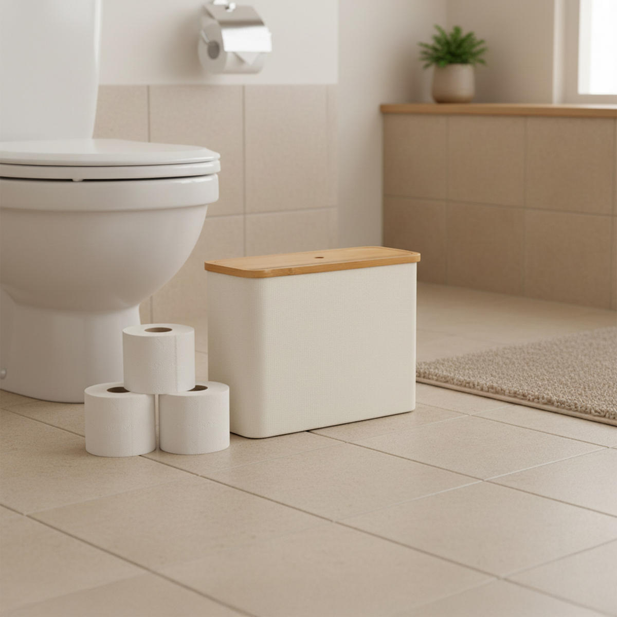 TOILETTENPAPIER-AUFBEWAHRUNG - Beige, Holz/Textil (45/34.5/15cm) - Relaxdays