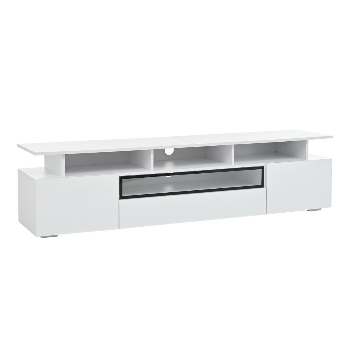 TV-SCHRANK 180/38/45 cm weiß Hochglanz mit 2 Schränken, 1 Schublade und LED-Beleuchtung - Weiß, Holzwerkstoff (180/45/38cm) - OKWISH