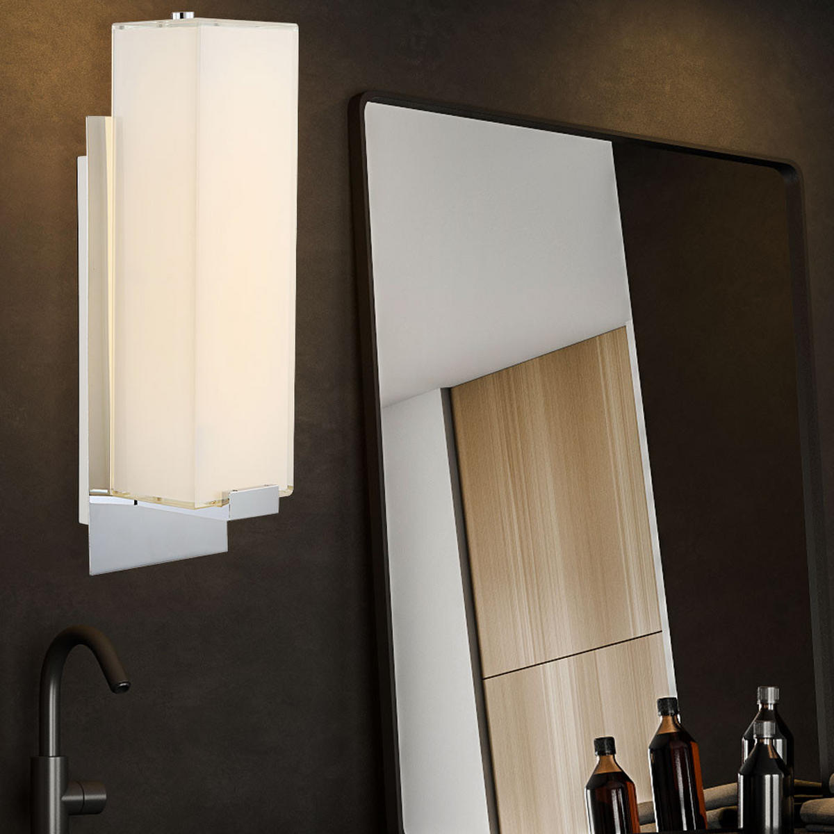 LED WANDLEUCHTE ABRUZZO Silber Glas satiniert - Silberfarben, Glas (11/29.5/29.5cm) - Globo Lighting