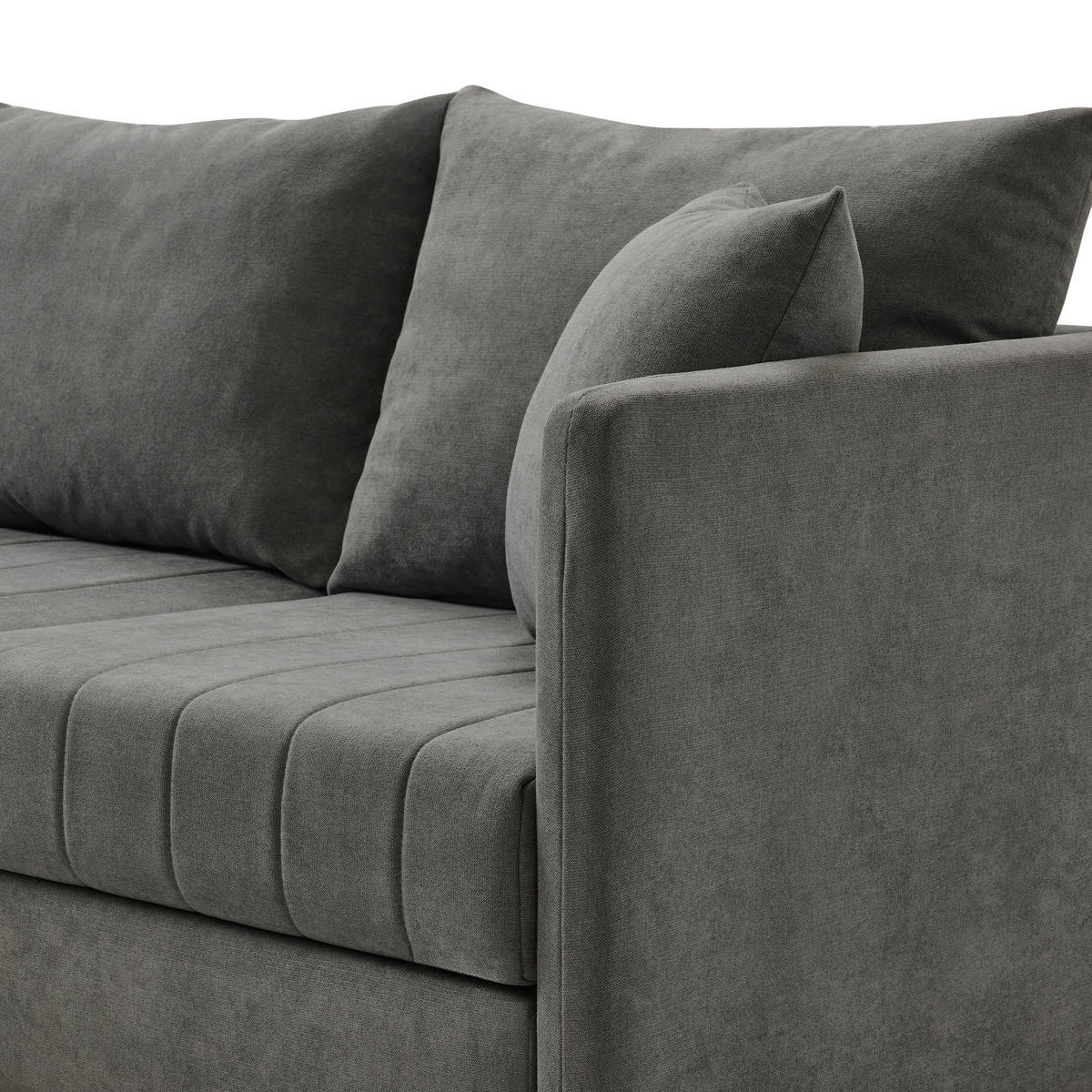 5-SITZER ECKSOFA Leinen Grau mit Hocker - Grau, Holzwerkstoff/Kunststoff (220/194cm) - WISHDOR
