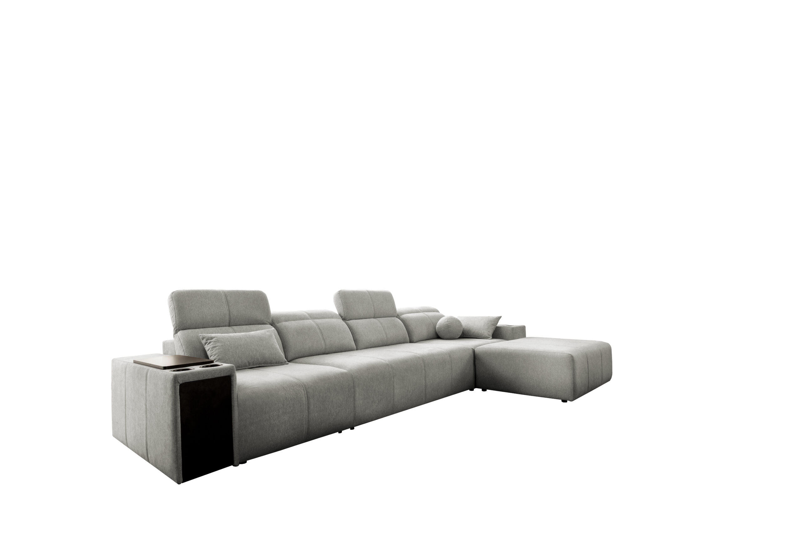 ECKSOFA mit Schlaffunktion und Mindy XII Stoff Verita Hellgrau Rechts - Hellgrau, Holz (348/202cm) - Kaiser Möbel